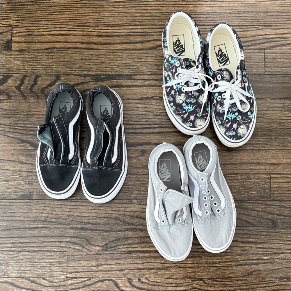 Vans Women’s / Men’s / Kids Sneakers - Black, Gray, and Floral Pattern